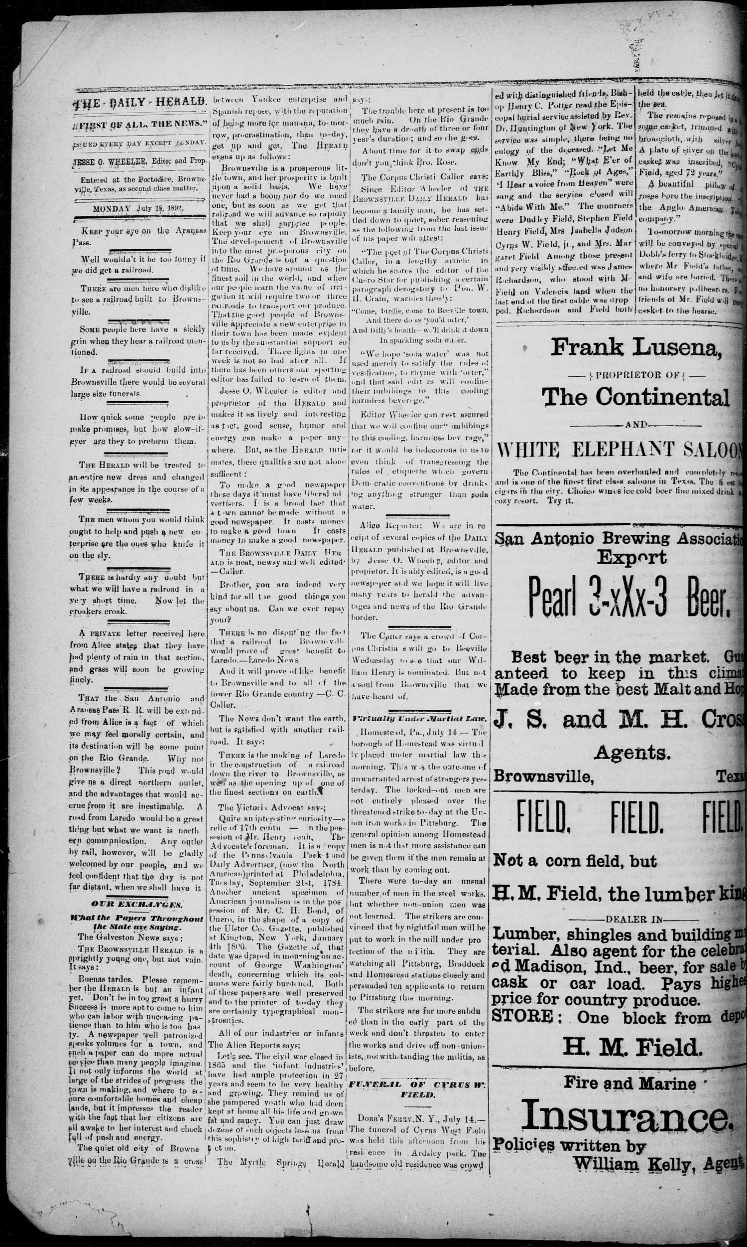 The Daily Herald (Brownsville, Tex.), Vol. 1, No. 13, Ed. 1, Monday, July 18, 1892
                                                
                                                    [Sequence #]: 2 of 4
                                                