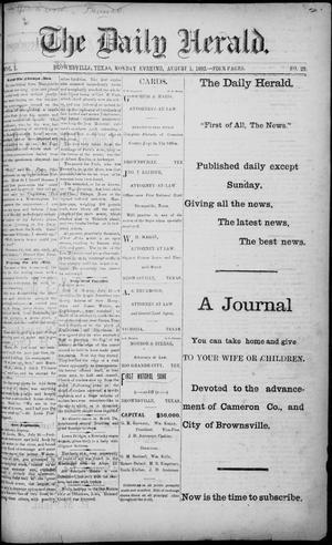 Primary view of object titled 'The Daily Herald (Brownsville, Tex.), Vol. 1, No. 25, Ed. 1, Monday, August 1, 1892'.