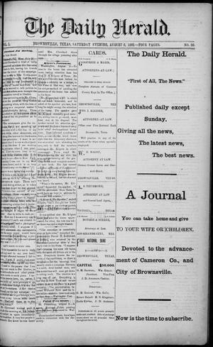 Primary view of object titled 'The Daily Herald (Brownsville, Tex.), Vol. 1, No. 30, Ed. 1, Saturday, August 6, 1892'.