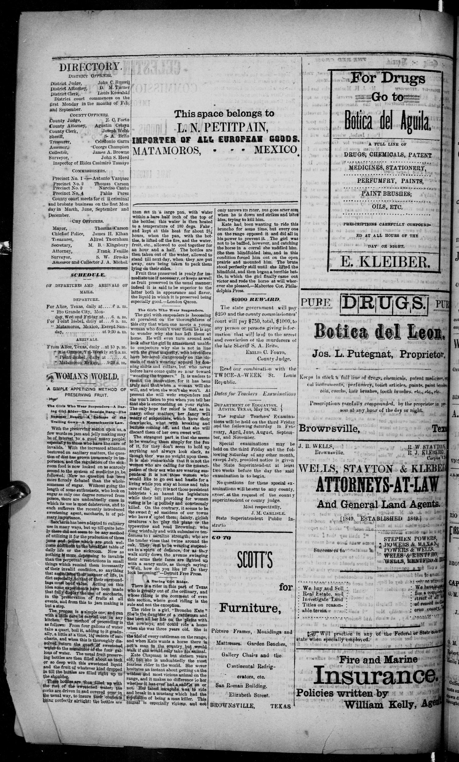 The Daily Herald (Brownsville, Tex.), Vol. 1, No. 49, Ed. 1, Monday, August 29, 1892
                                                
                                                    [Sequence #]: 4 of 4
                                                