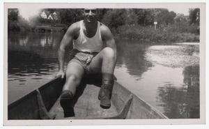 Primary view of object titled '[Photograph of Man in Rowboat]'.
