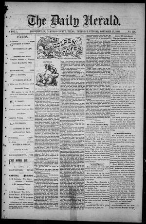 Primary view of object titled 'The Daily Herald (Brownsville, Tex.), Vol. 1, No. 118, Ed. 1, Thursday, November 17, 1892'.