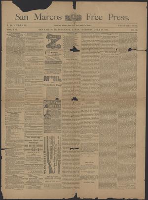 Primary view of object titled 'San Marcos Free Press. (San Marcos, Tex.), Vol. 16, No. 32, Ed. 1 Thursday, July 28, 1887'.