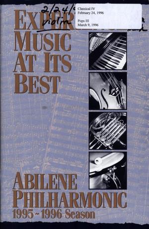 Primary view of object titled 'Abilene Philharmonic Playbill: February 24, 1996'.