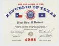Text: [New Army of the Republic of Texas Certificate]