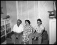 Photograph: Couple and Young Man Seated on Sofa