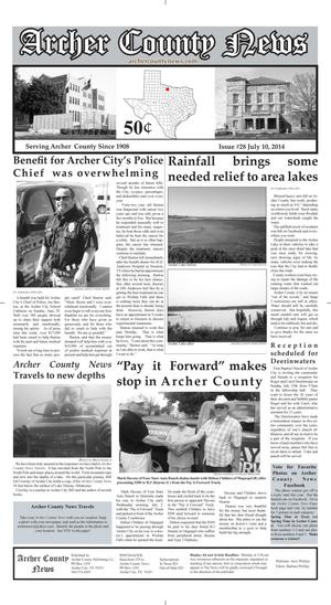 Primary view of object titled 'Archer County News (Archer City, Tex.), Vol. 106, No. 28, Ed. 1 Thursday, July 10, 2014'.