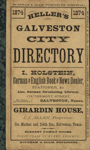 Primary view of object titled 'Heller's Galveston City Directory, 1874'.