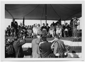 Primary view of object titled '[Politicians and Affiliates under a Canopy]'.