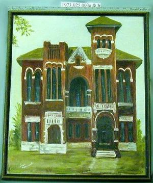 Primary view of object titled '[Frame that holds painting of Old Richmond Jail]'.
