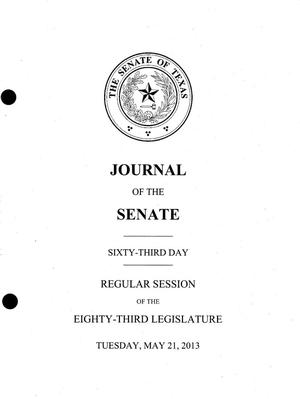 Primary view of object titled 'Journal of the Senate of Texas: 83rd Legislature, Regular Session, Tuesday, May 21, 2013'.