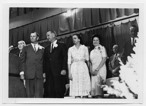 Primary view of object titled '[Lyndon and Lady Bird Johnson with High School Faculty]'.