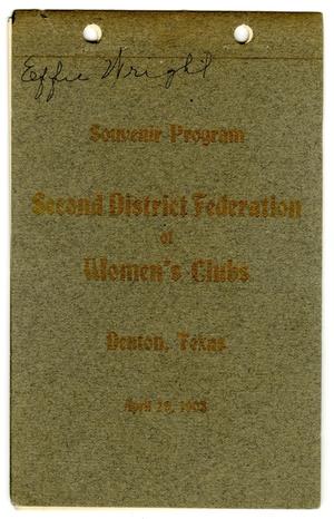 Primary view of object titled '[Souvenir Program: Second District of the Texas Federation of Women's Clubs, 1903]'.