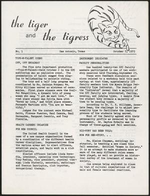 Primary view of object titled 'The Tiger and The Tigress (San Antonio, Tex.), No. 1, Ed. 1 Tuesday, October 7, 1975'.