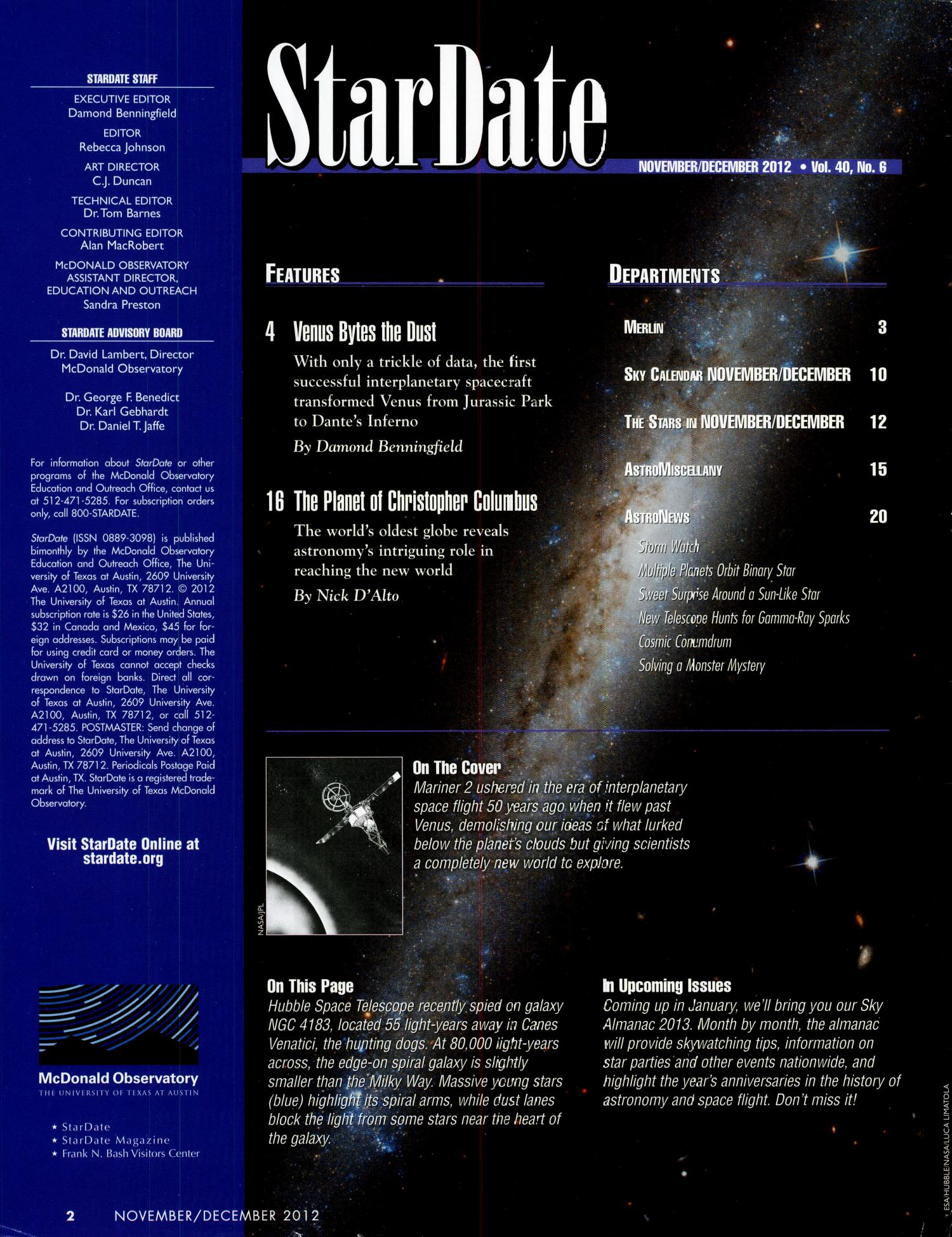 StarDate, Volume 40, Number 6, November/December 2012
                                                
                                                    2
                                                