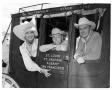 Thumbnail image of item number 1 in: '[Carol Channing, Watt Matthews, and Cactus Pryor in a Butterfield Stagecoach]'.