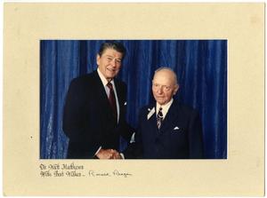 Primary view of object titled '[Ronald Reagan Shaking Watt Matthews' Hand]'.