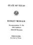 Primary view of State of Texas Budget Message, Recommendations to the 55th Legislature 1958-1959 Biennium