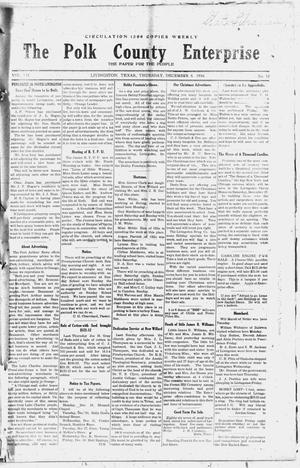 Primary view of object titled 'The Polk County Enterprise (Livingston, Tex.), Vol. 7, No. 12, Ed. 1 Thursday, December 8, 1910'.