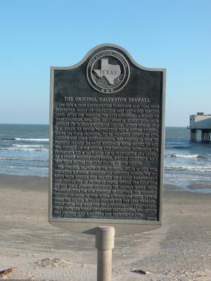 Primary view of object titled 'Historic Plaque, The Original Galveston Seawall'.