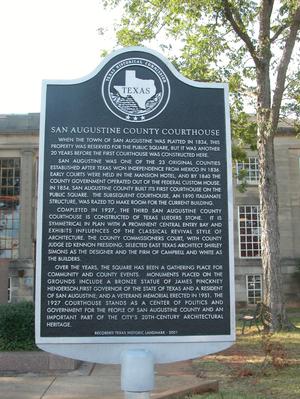 Primary view of object titled 'Historic Plaque, San Augustine County Courthouse'.
