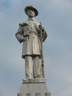 Primary view of object titled 'Monument with statue of Confederate soldier, Clarksville'.