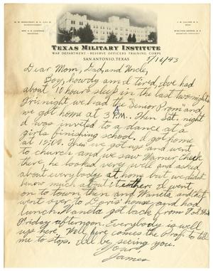 Primary view of object titled '[Letter by James Sutherlin to his parents and uncle - 05/16/1943]'.