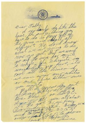 Primary view of object titled '[Letter by James Sutherlin to his parents -- 1943-1944]'.