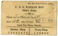 Primary view of [U.S.S. Kasaan Bay-CVE-69 Ship's Store ID Card]