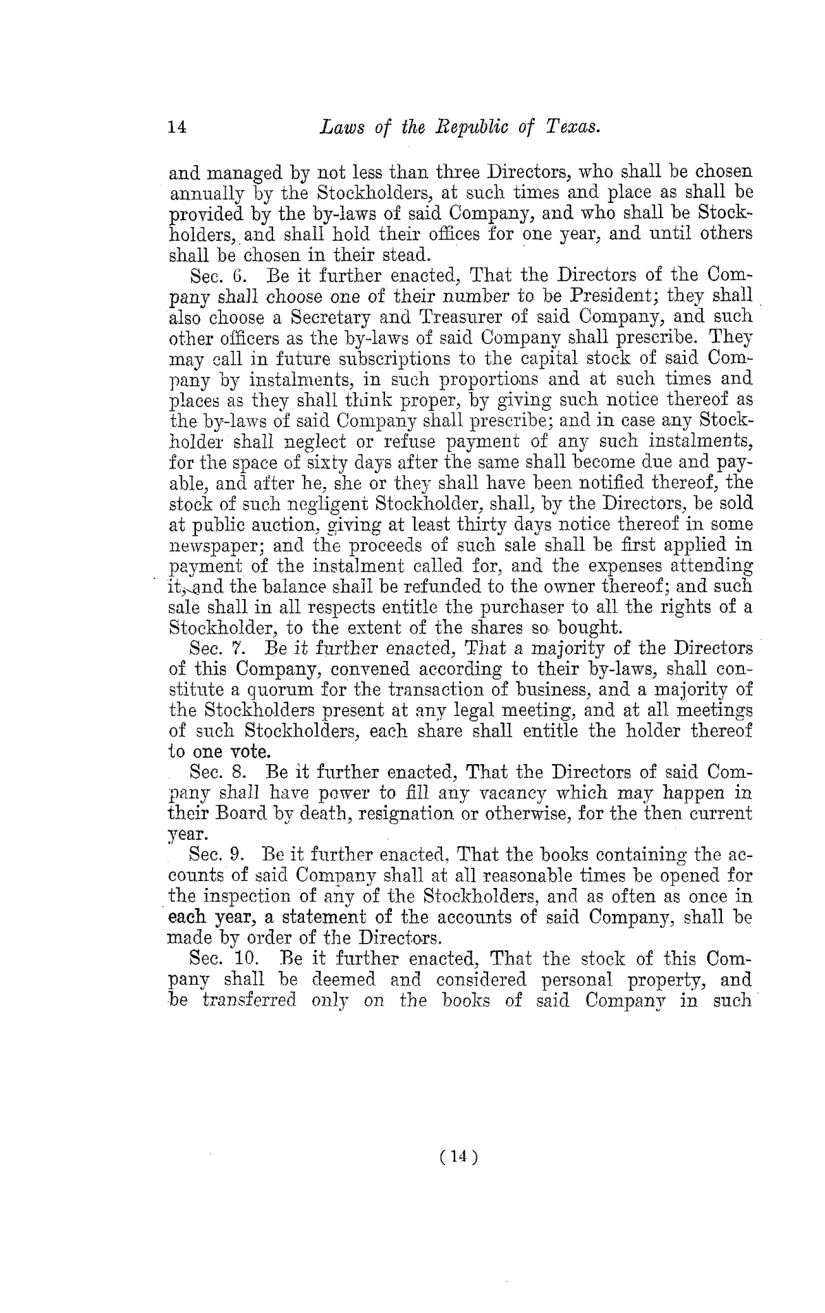 The Laws of Texas, 1822-1897 Volume 2
                                                
                                                    14
                                                
