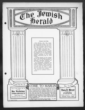 Primary view of object titled 'The Jewish Herald (Houston, Tex.), Vol. 2, No. 35, Ed. 1, Thursday, May 12, 1910'.