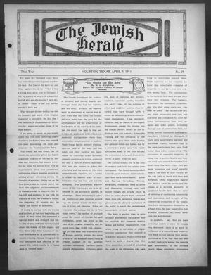 Primary view of object titled 'The Jewish Herald (Houston, Tex.), Vol. 3, No. 29, Ed. 1, Wednesday, April 5, 1911'.
