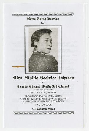 Primary view of object titled '[Funeral Program for Mattie Beatrice Johnson, February 18, 1964]'.