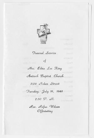 Primary view of object titled '[Funeral Program for Edna Lee King, July 19, 1949]'.