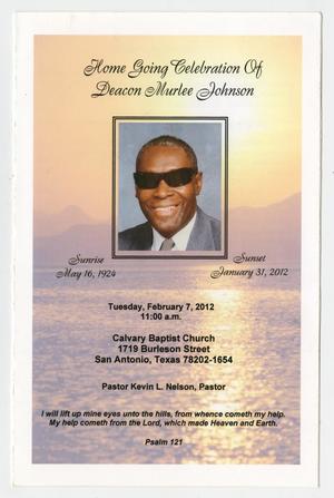 Primary view of object titled '[Funeral Program for Deacon Murlee Johnson, February 7, 2012]'.