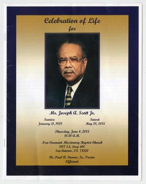 Primary view of object titled '[Funeral Program for Joseph A. Scott Jr., June 4, 2015]'.