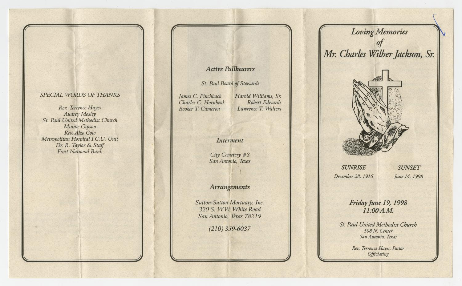 [Funeral Program for Charles Wilber Jackson, Sr., June 19, 1998]
                                                
                                                    [Sequence #]: 3 of 3
                                                