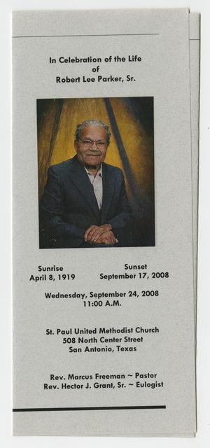 Primary view of object titled '[Funeral Program for Robert Lee Parker, Sr., September 24, 2008]'.