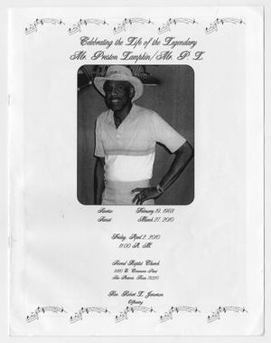 Primary view of object titled '[Funeral Program for Preston Lampkin, April 2, 1010]'.
