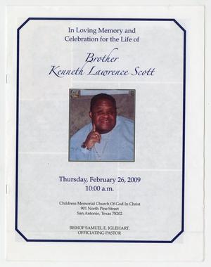 Primary view of object titled '[Funeral Program for Kenneth Lawrence Scott, February 26, 2009]'.