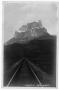 Primary view of [Postcard of Railroad Track Leading to Castle Mountain]