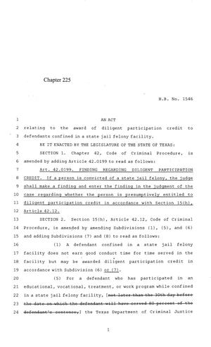Primary view of object titled '84th Texas Legislature, Regular Session, House Bill 1546, Chapter 225'.