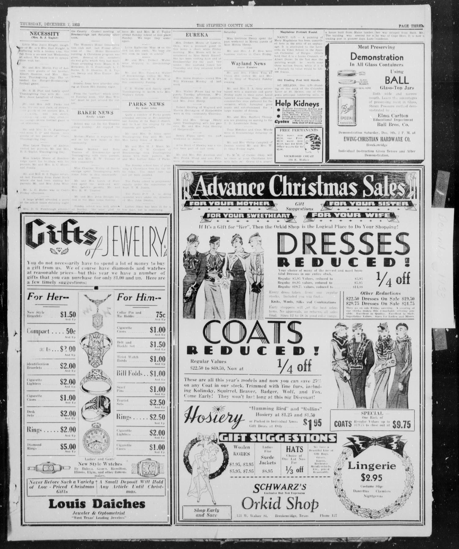Stephens County Sun (Breckenridge, Tex.), Vol. 4, No. 46, Ed. 1, Thursday, December 7, 1933
                                                
                                                    [Sequence #]: 3 of 6
                                                