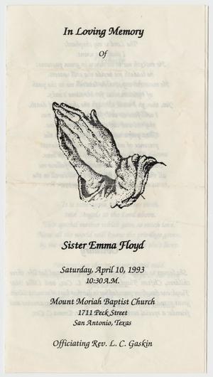 Primary view of object titled '[Funeral Program for Emma Floyd, April 10, 1993]'.