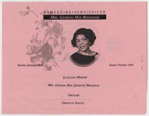 Primary view of object titled '[Funeral Program for Georgia Mae Broadnax, October 17, 1992]'.