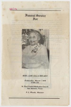 Primary view of object titled '[Funeral Program for Lou Ella Brady, March 7, 1979]'.