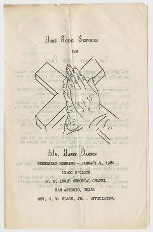 Primary view of object titled '[Funeral Program for Harry Dawson, January 4, 1984]'.