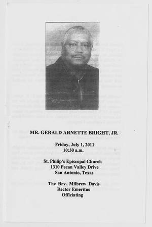Primary view of object titled '[Funeral Program for Gerald Arnette Bright, Jr., July 1, 2011]'.