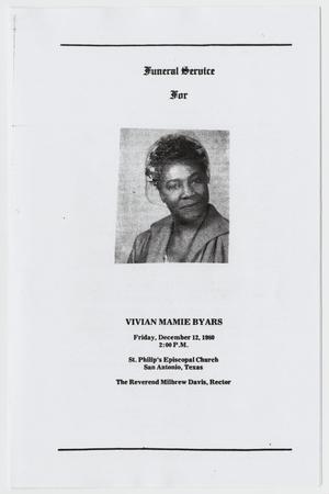 Primary view of object titled '[Funeral Program for Vivian Mamie Byars, December 12, 1980]'.
