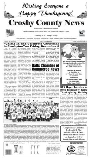 Primary view of object titled 'Crosby County News (Ralls, Tex.), Vol. 126, No. 47, Ed. 1 Friday, November 29, 2013'.